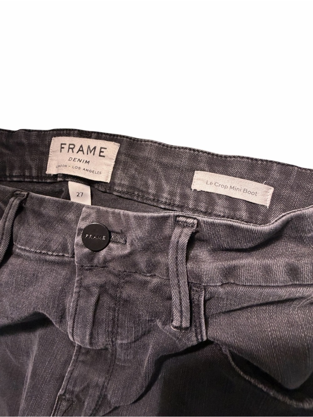 Frame Le Crop Mini Boot Denim Women's Gray Flare Jeans Sz 27 - Picture 5 of 12
